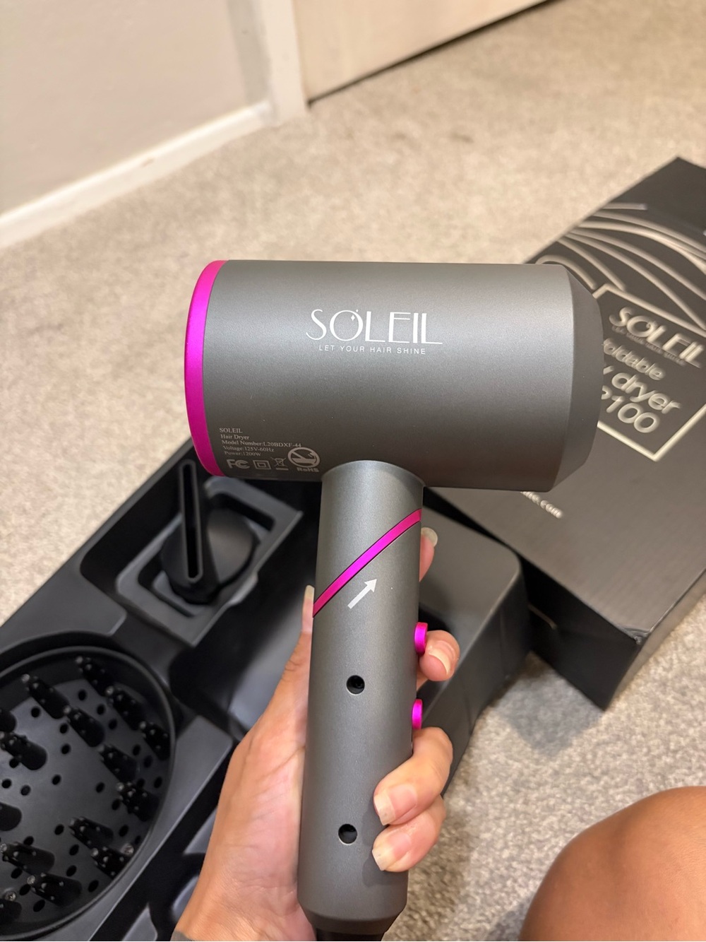 Pink-Trim Compact Hair Dryer - Lightweight Women’s Styling Tool